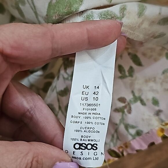 ASOS Twill Sweetheart Mini Tea Dress in Mixed Floral Print Size 10 - Picture 8 of 8